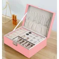 thumbnail image 3 of Jewelry Box Organizer for Women Girls - Portable and Stylish 2-Layer Jewelry Storage Case for Rings, Bracelets, Necklaces, Watches, Earrings and More, with Detachable Compartments - Pink, 3 of 6