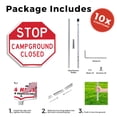 thumbnail image 3 of Stop Campground Closed (10 Pack) 10 inch X 10 inch Octagon Plastic Signs with Aluminum Mounting Stakes Weather Resistant UV Protected for Workplace Private Property and Construction, 3 of 8
