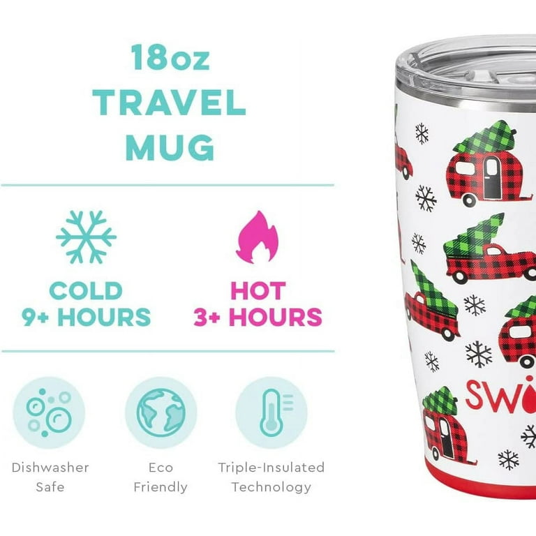 Swig Life 18oz Travel Mug with Handle and Lid, Stainless Steel, Dishwasher  Safe, Cup Holder Friendly, Triple Insulated Coffee Mug Tumbler in Purple  Reign Print 