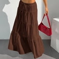thumbnail image 4 of JIRNYORLL Womens Boho Flowy Maxi Skirt Ruffle Tiered Elastic Waist 2026 Fall 2026 Fall Beach Vacation Casual Long Skirts, Brown S, 4 of 7