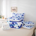 thumbnail image 6 of jejeloiu Watercolor Sea Turtle 7 Pieces Full Size Bedding Sets,Coral Print Full Size Bed in a Bag For Boys,Blue White,Polkadot Reversible, 6 of 7