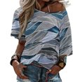 thumbnail image 1 of Gibobby Playera&nbsp;Moda Blusa holgada bohemia de verano para mujer, blusa de talla grande con hombros descubiertos y estampado Floral para mujer（Gris， XXXL), 1 of 5