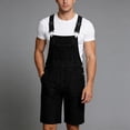 thumbnail image 3 of Afuyipoi Men's Washed Denim Overalls Shorts, with Chest Pocket Workwear Bib Shorts with Adjustable Straps Black 3XL, 3 of 9