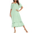 thumbnail image 2 of Amvlyk Sleepshirts for Women Ruffle Nightgown Below The Knee Nightwear Short Sleeve Nightshirt Round Neck Soliid Color Nightdress Loose Loungewear Casual Sleepwear House Dress Home Wear Pajamas, 2 of 4