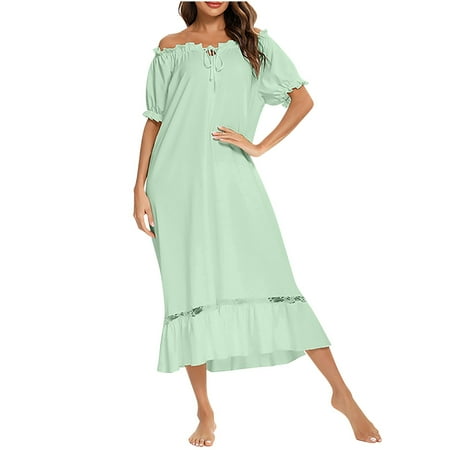 Xuniizn Nightgowns for Women Solid Color Fashion Lingerie Sleepwear Mini House Sleep Dress Loose Causal Short Spaghetti Strap Night Dress  Gifts for Women