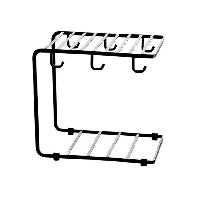 Double-Layer Cup Draining Rack, Sturdy Metal Mug and Glass Organizer Shelf for Kitchen Countertops, Non-Slip Feet and Compact Space-Saving Design