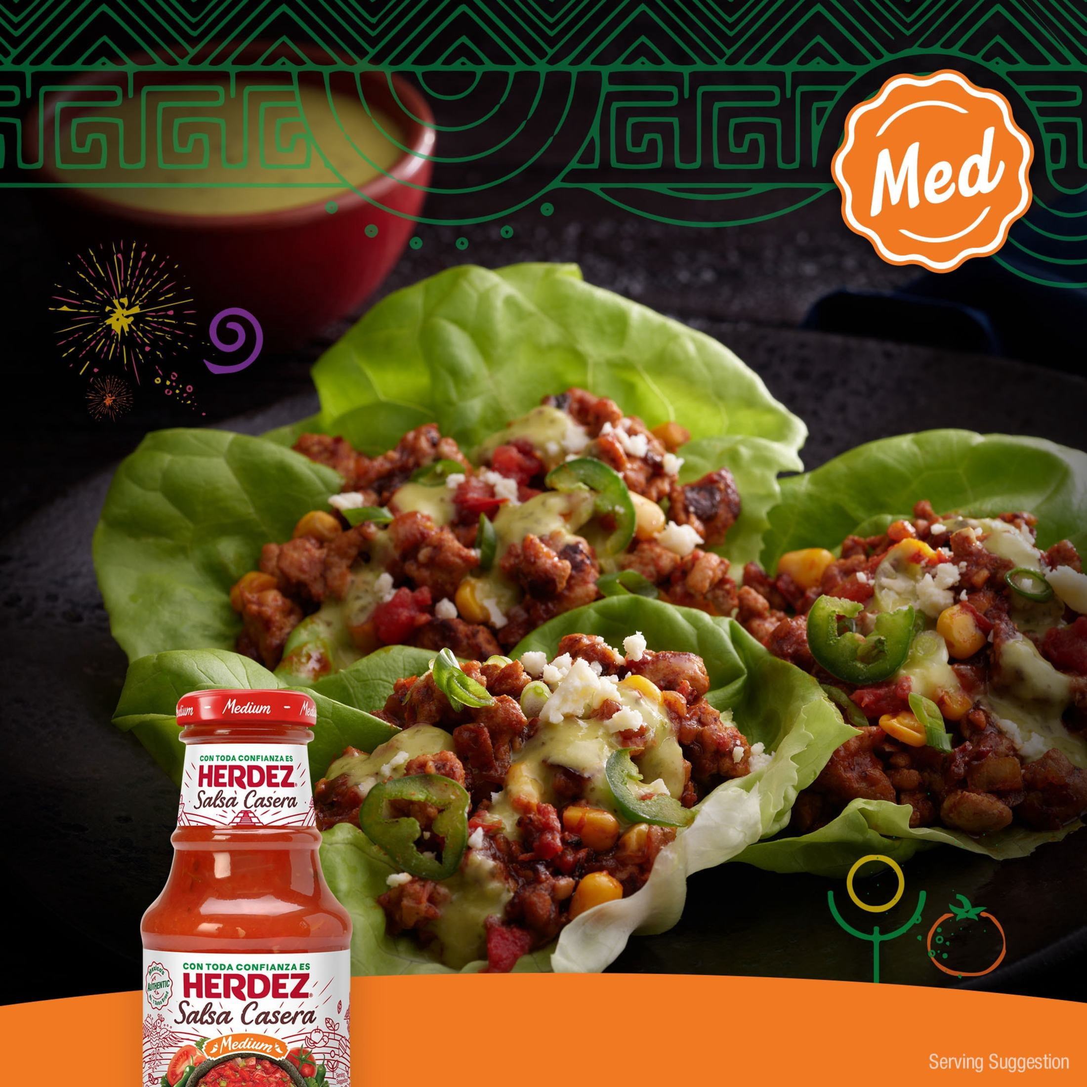 (2 pack) HERDEZ Salsa Casera Medium, Tortilla Chip Dip, Shelf Stable, 8.5 oz oz Glass Bottle