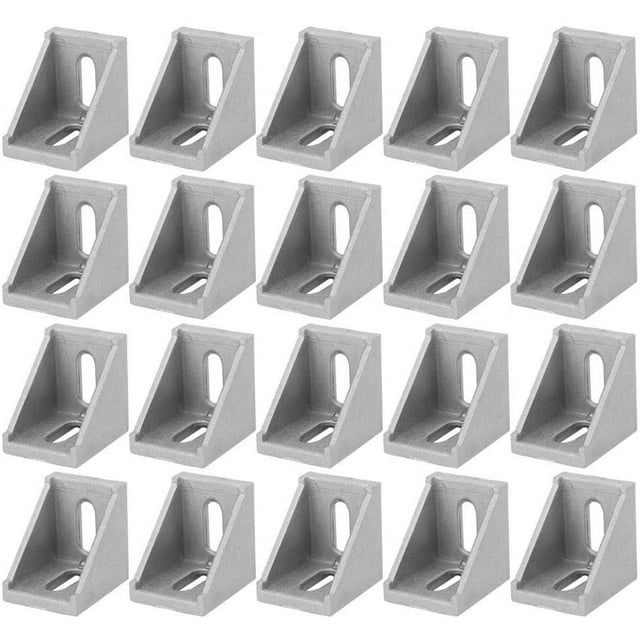 Whataatahia 20 piezas de soporte de esquina de aluminio, soporte de esquina de perfil de aluminio, 2 orificios en ángulo recto tipo L para perfil de aluminio 3030, 28 x 35 x 35 mm/1,1 x 1,4 x 1,4