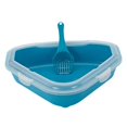thumbnail image 3 of Bandeja sanitaria para gatos, orinal para gatos, entrada baja para esquina, bandeja triangular de entrenamiento para gatos Azul, 3 of 9