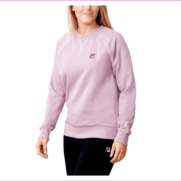 FILA Ladies' Crewneck terry Contrast overlock stitching Sweaters L/Pink Walmart.com