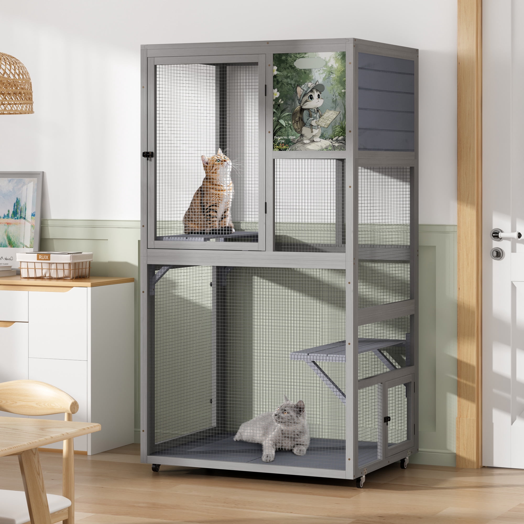 COZIWOW Catio on Wheels for Patio, Outdoor Cat Enclosure Window Access