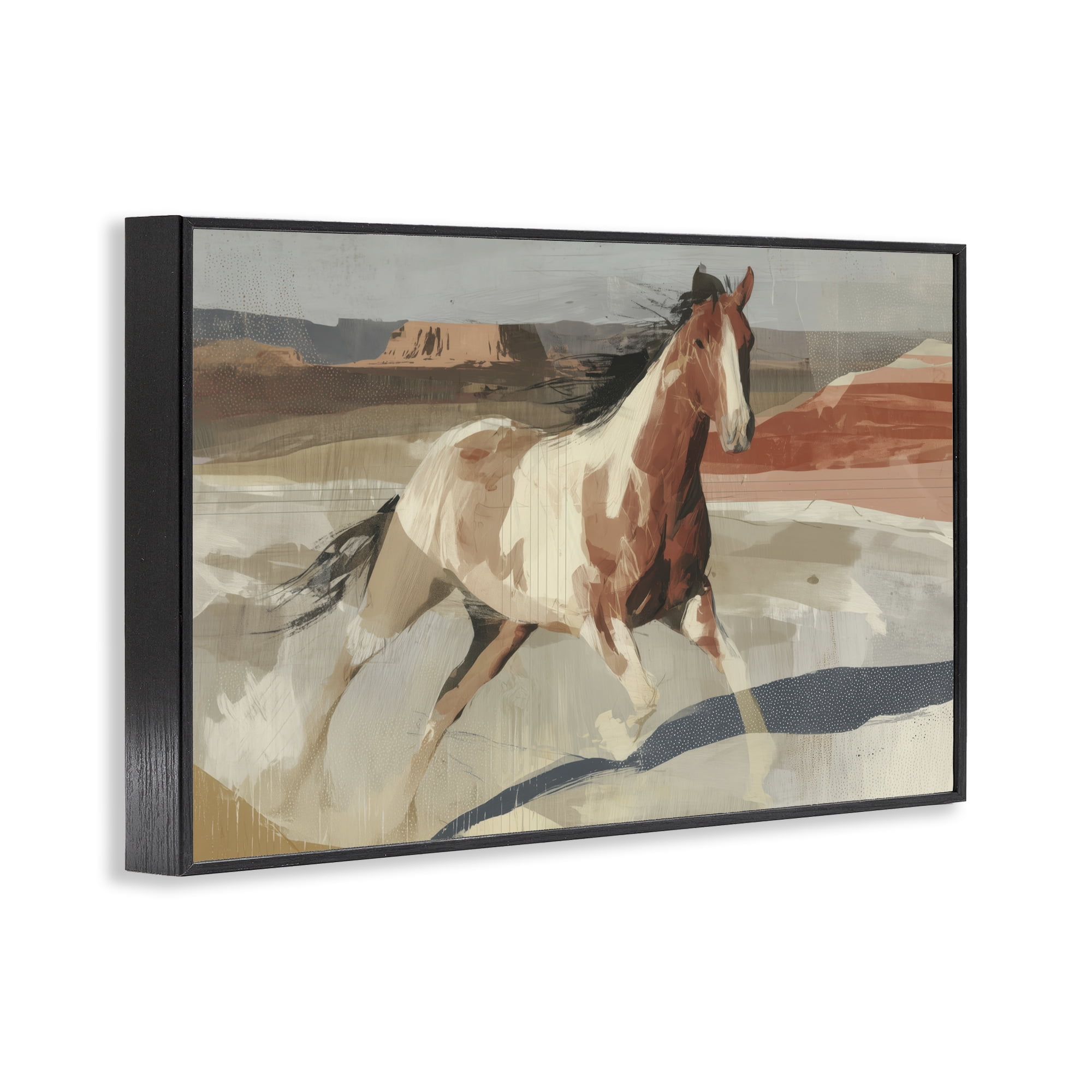 Stupell Industries Wild Horse Across Plains Black Framed Giclee Art, design by Chromatic Storm Studio