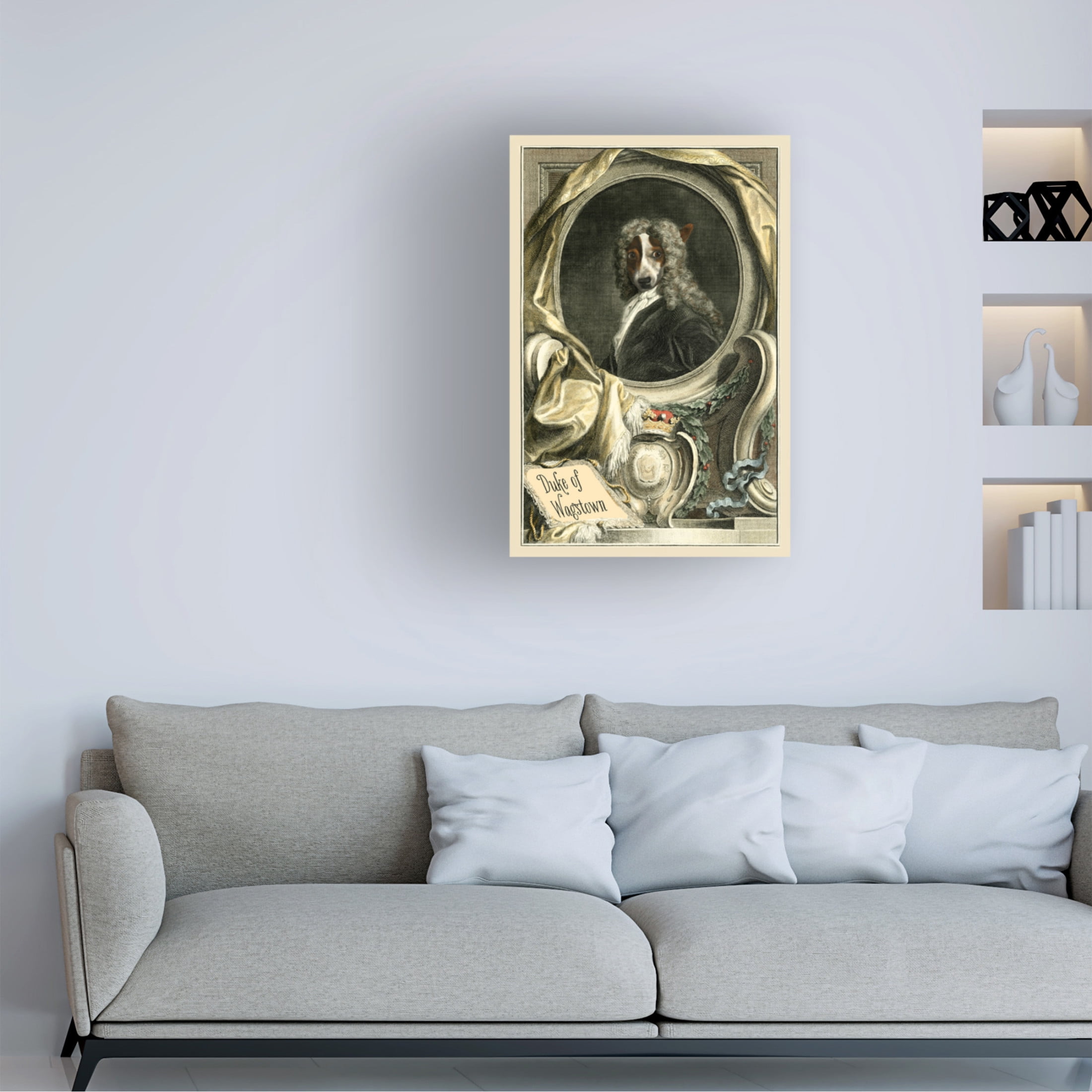 Canvas Wall Art - Alicia Longley 'Royal Dog Portrait II' Wall Art for Living Room, Bedroom, or Office Décor by Trademark Fine Art - 12 x 19 Inches