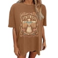 thumbnail image 2 of Trendfront Womens Oversize Tops Crewneck Retro Letter Graphic Casual Short Sleeve Loose Fit Tee Trendy Fashion T Shirts Pullover Streetwear, 2 of 4