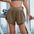 thumbnail image 3 of Pantalones cortos deportivos de entrenamiento para mujer - Cintura alta, doble capa con braguita interior, abertura lateral, bolsillos con cremallera, nailon y spandex, tallas S-XXL, 3 of 6
