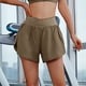 thumbnail image 3 of Pantalones cortos deportivos de entrenamiento para mujer - Cintura alta, doble capa con braguita interior, abertura lateral, bolsillos con cremallera, nailon y spandex, tallas S-XXL, 3 of 6