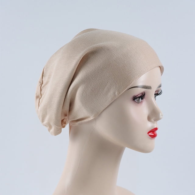 Women's Muslim Elastic Band Ethnic Hijab Solid Color Adjustable Small Cap Tube Cap Wrapped Turban Cap Lace Up