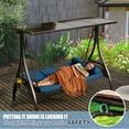thumbnail image 5 of 3-Seat Patio Porch Swing with Adjustable Hardtop,3 in 1 Convertible Outdoor Porch Swing for Adults,Patio Swing with Thicken Cushion,Pillows & Cup Holders for Porch,Backyard,Garden (Blue), 5 of 9