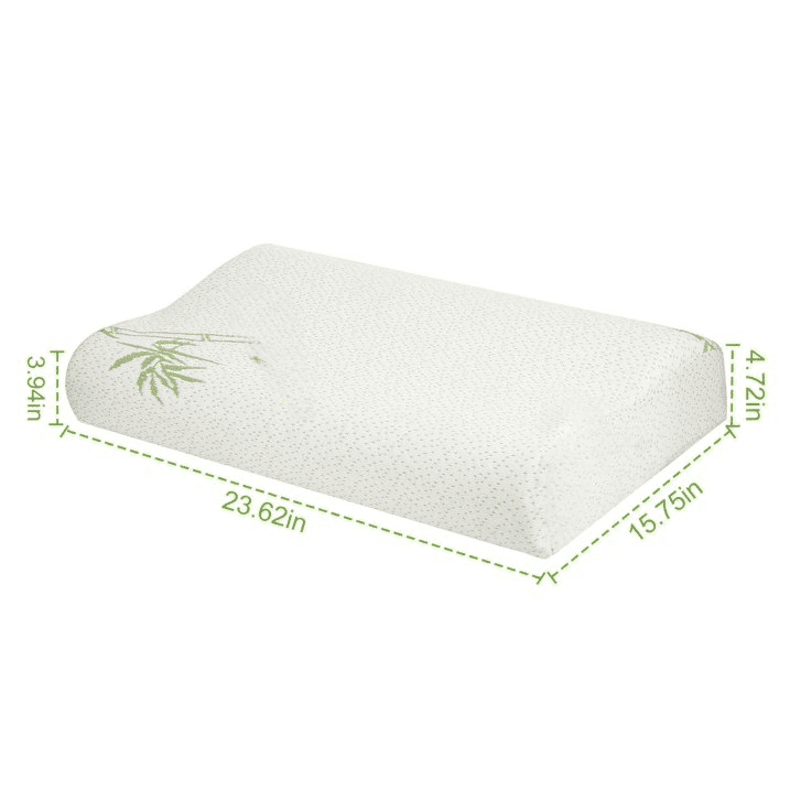 Bamboo Memory Foam Cervical Pillow Orthopedic Contoured Neck Support Pillow Breathable Washable Cover for Back & Side Sleepers