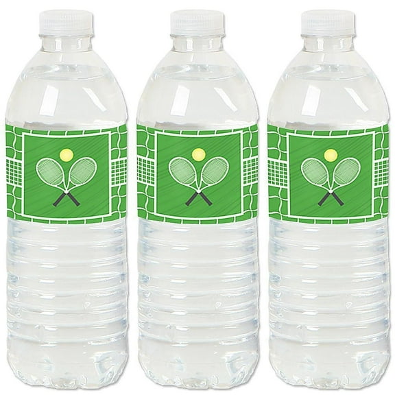 Big Dot of Happiness You Got Served - Tennis - Baby Shower or Tennis Ball Birthday Party Water Bottle Sticker Labels - Set of 20