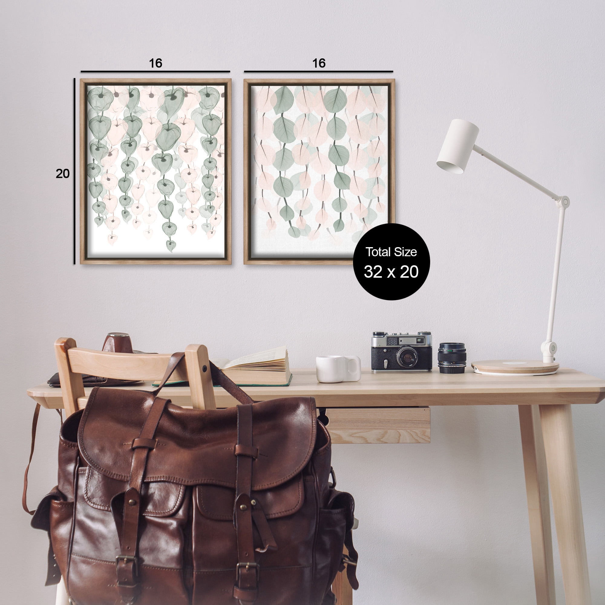 Stupell Industries Translucent Hanging Vines Foliage Botanical & Floral Photography Brown Floater Framed Canvas Art Print Wall Art, 17 x 21, Set of 2