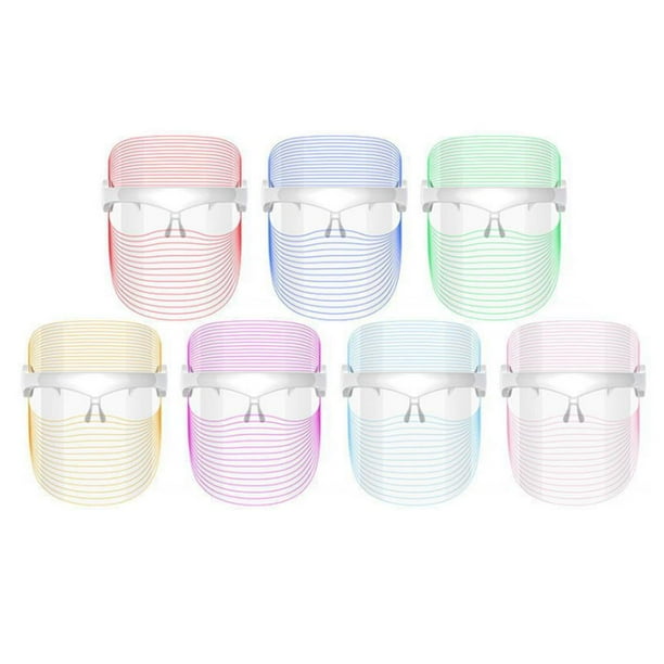 Máscara Facial Led De 7 Colores, Máscara Led Coreana Para Terapia De Fotones, Máquina Para Terapia De Luz, Máscara Para El Acné, Máscara Led De Belleza Para El Cuello Yuarrent CE002059-00