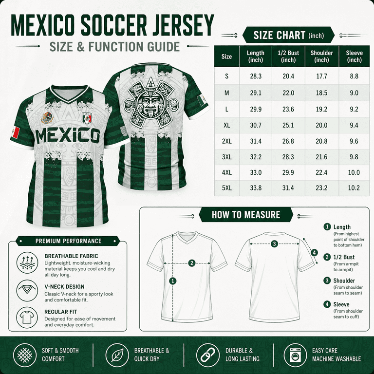 Mexico Soccer Jersey, Men's Aztec Mayan Calendar Mexican Flag