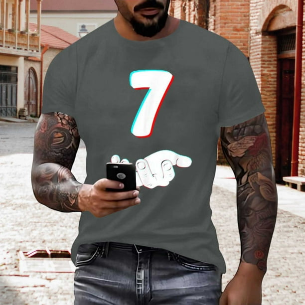 Tops para hombre, blusas y camisas de manga corta con cuello redondo para hombre, jersey informal con cuello redondo estampado para hombre, pantalones cortos deportivos para fitness, blusa de poliéste