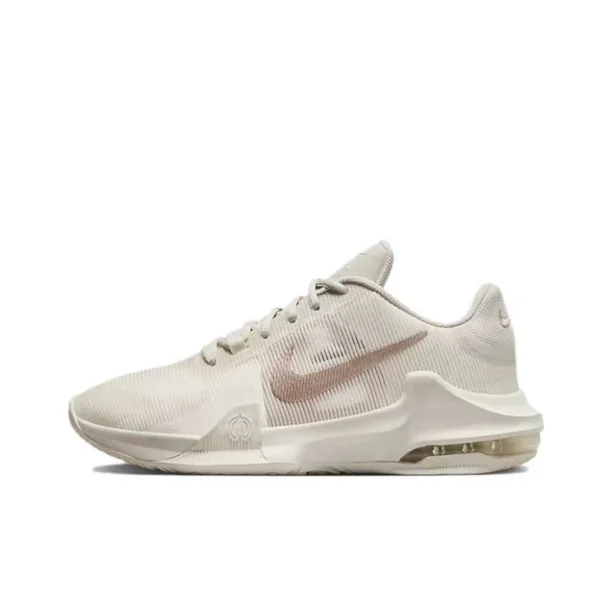 Zapatillas de baloncesto Nike Air Max Impact 4 Balance Support ligeras de caña baja para hombre, color blanco y morado