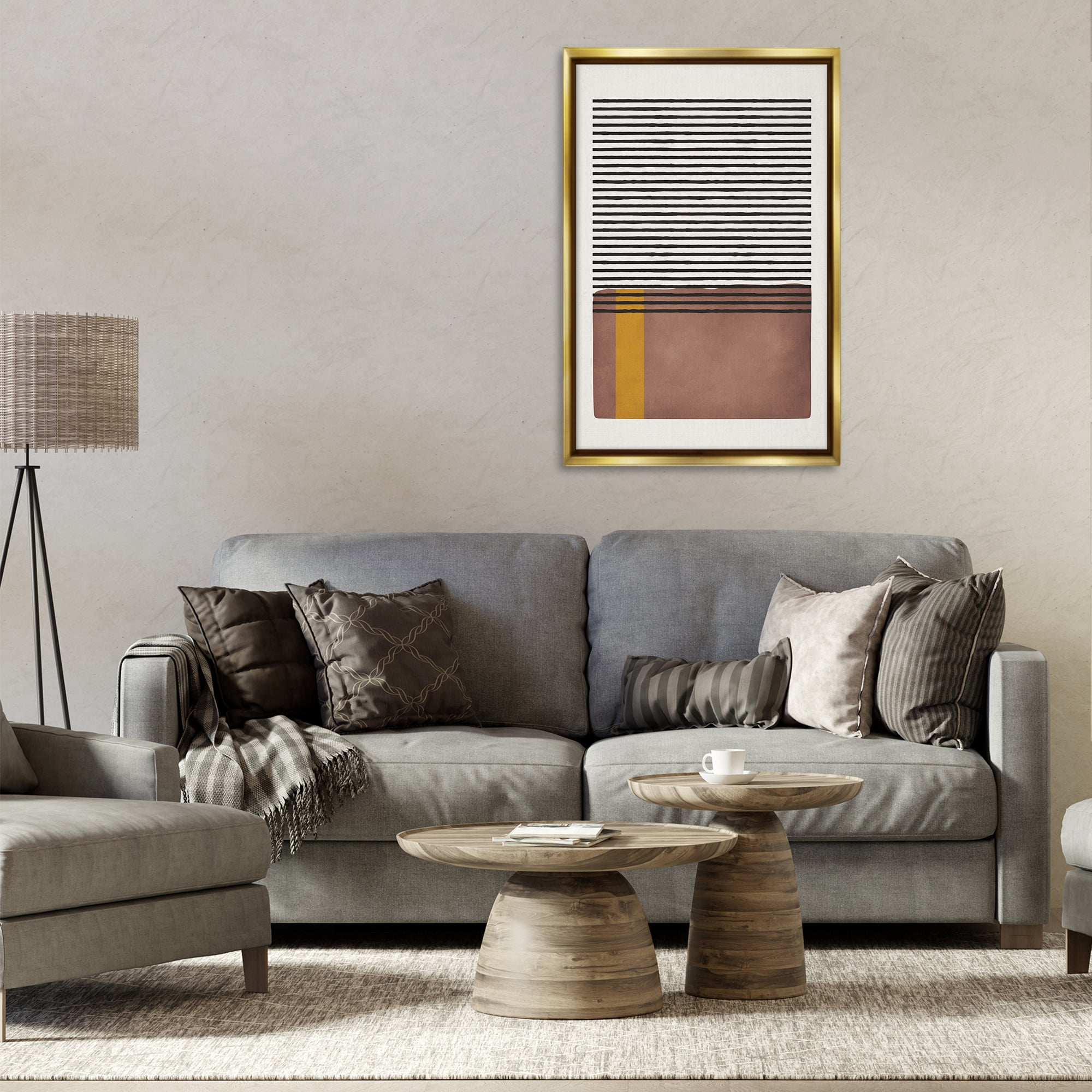 Stupell Industries Cosby Street Abstraction Abstract Painting Gold Floater Framed Canvas Art Print Wall Art, 21 x 31