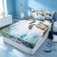 thumbnail image 2 of Erosebridal Marine Sea Turtle Zipper Queen Comforter Set with Fitted Sheet and 2 Pillowcases, Coastal Wildlife Zipper Bedding Set, Gray Reversible, 2 of 6