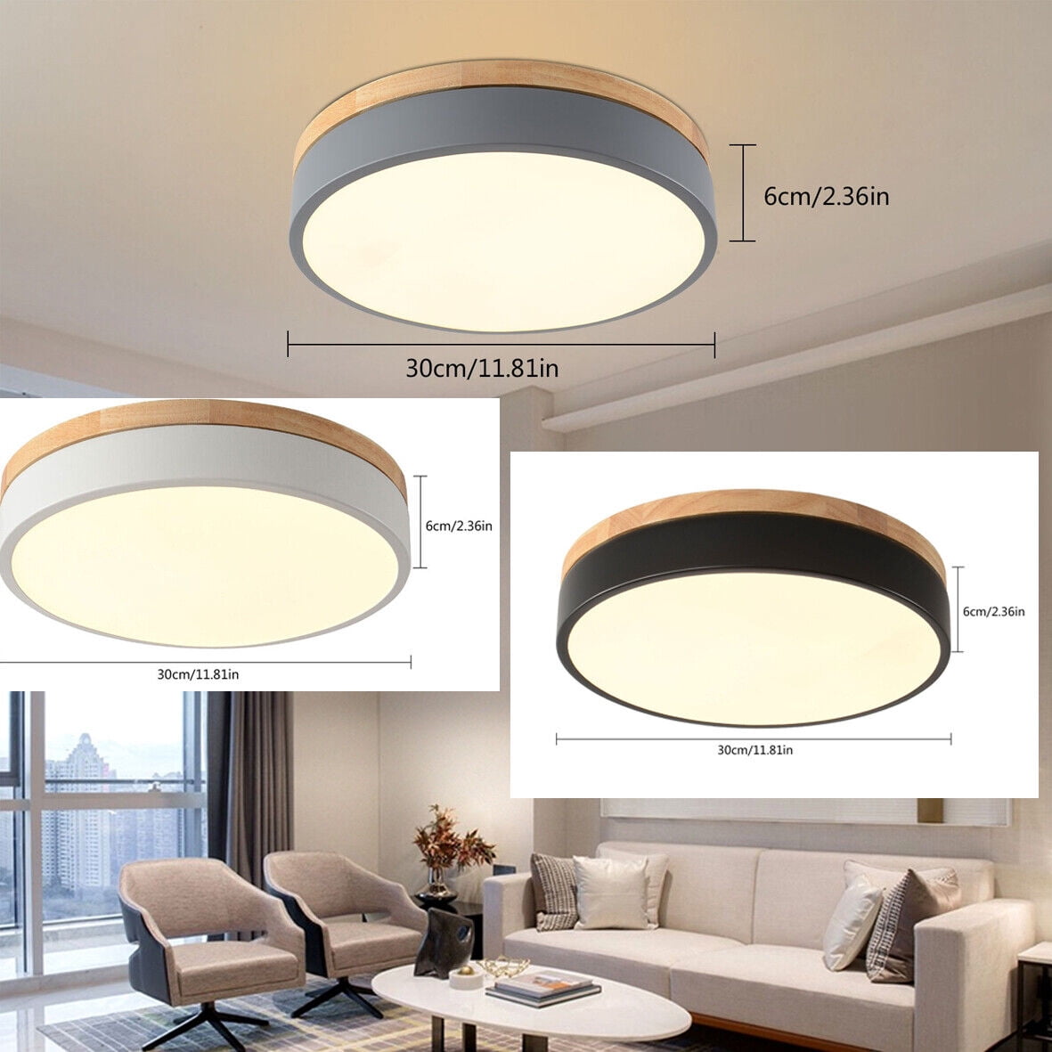 Minimalist LED Ceiling Light Wood Style Flush Mount Ceiling Light