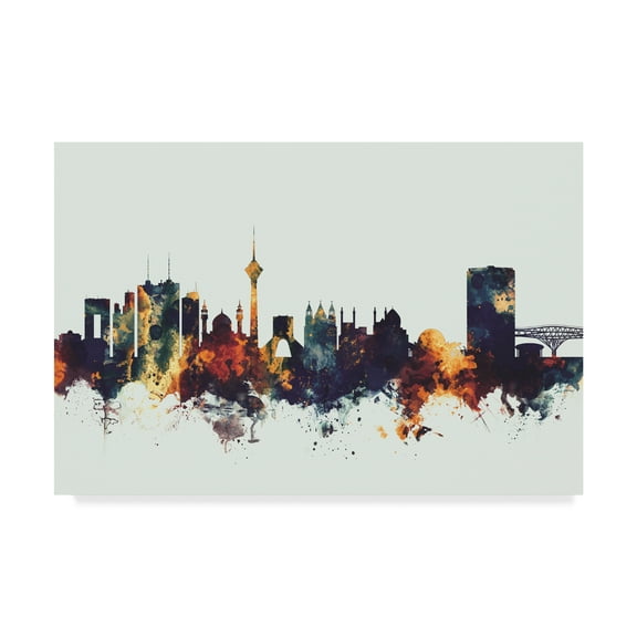 Trademark Fine Art 'Tehran Iran Skyline Dark IV' Canvas Art by Michael Tompsett