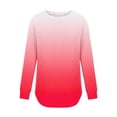 thumbnail image 4 of Long Sleeve T Shirt Tops For Women Round Neck Casual Loose Fitting Summer Fall Comfy Tie-Dye Color Block Gradient T-Shirt Blouse Tops,Hot Pink 1,M, 4 of 4