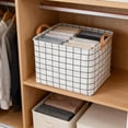 thumbnail image 5 of AKLJWH Foldable Storage Basket with Handles, Portable Linen Organizer Bin, Multipurpose Tote for Clothes, Towels, Laundry, Space Saving Supplies for Bedroom, Bathroom,#03 White, 5 of 6