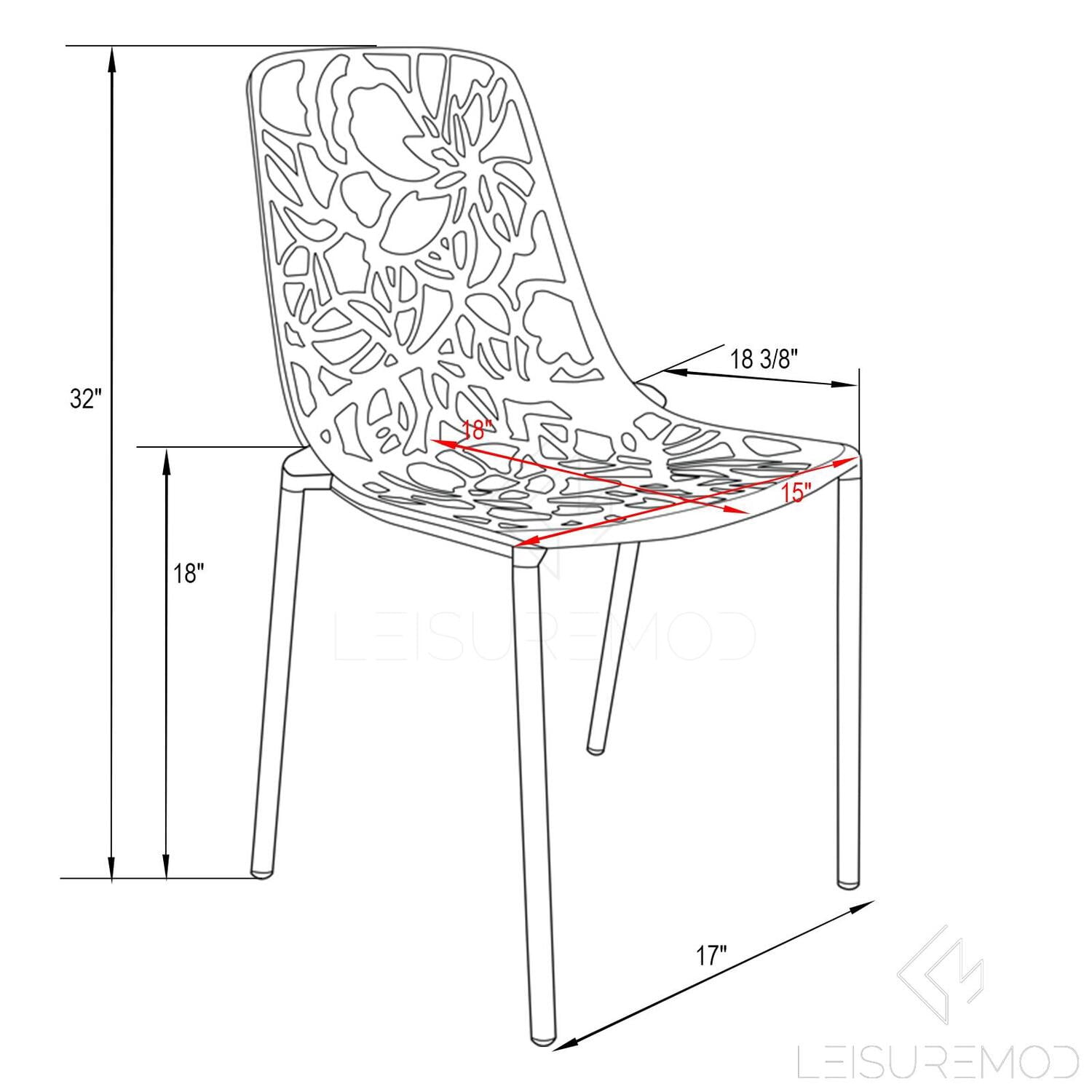 Stackable Dining Chairs - Aluminum Patio Side Chairs - Indoor Outdoor Kitchen Chairs - Set of 4 - White
