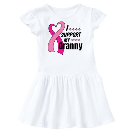 

Inktastic Breast Cancer Awareness I Support My Granny with Pink Ribbon Gift Toddler Girl Dress