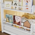 thumbnail image 5 of Mirightone Twin Over Twin Floor Bunk Bed with Storage Shelves and Ladder, Low Bunk Bed with Rattan Guardrails, Space-Saving Bunk Bed Frame, White, 5 of 8