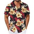 thumbnail image 2 of Men's Hawaiian Shirt Short Sleeve Collared Button Shirt Tropical Floral Beach Holiday Shirts, 2 of 4