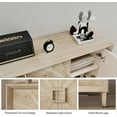 thumbnail image 6 of 60" Sideboard Buffet Cabinet with Storage, Modern Credenza Coffee Bar Wine Bar Storage Cabinet with 4 Doors and Adjustable Shelves, Wood Bar Table Console for Dining Room, Natural, 6 of 9