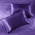 thumbnail image 4 of Satin Sheets California King [4-Piece, Purple] Luxury Silky Bed Sheets - Extra Soft 1800 Microfiber Sheet Set, Wrinkle, Fade, Stain Resistant - Deep Pocket Fitted Sheet, Flat Sheet, Pillow Cases, 4 of 6
