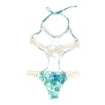 thumbnail image 2 of Victoria's Secret One Piece Swimsuit Blue Floral White Crochet Stitched Monokini Size Large NWT, 2 of 2