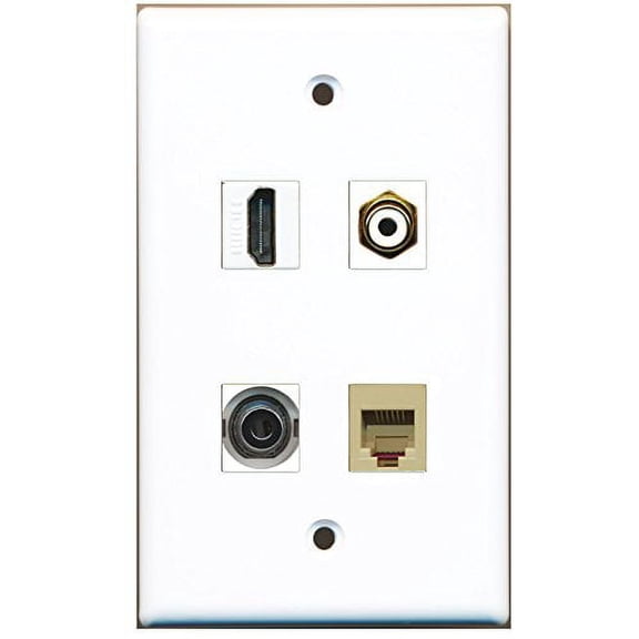 RiteAV - 1 Port HDMI 1 Port RCA White 1 Port Phone RJ11 RJ12 Beige 1 Port 3.5mm Wall Plate