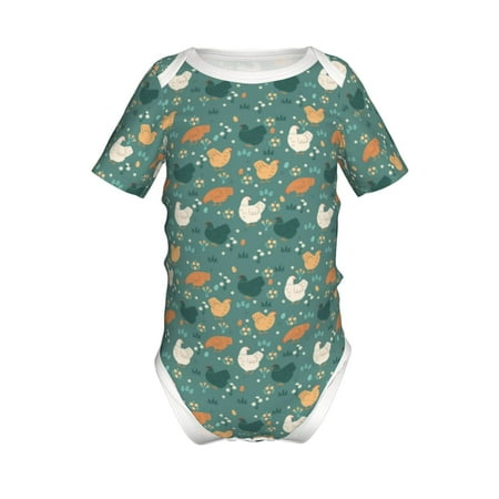 

Adobk Flowe Rooster Print Baby Climbing Clothes Jumpsuit Rompers Classic Rompers Child Short sleeve Bodysuits-6 Months