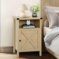 thumbnail image 3 of PetFurnishn Farmhouse End Table, Side Table, Nightstang, End Table with Barn Door and Shelf, Rustic Modern Bed Night Stand for Bedroom, Living Room-1-Natural, 3 of 6