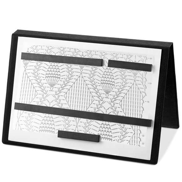 Soporte plegable para patrones de tejer con forma de flauta y 4 imanes, color negro