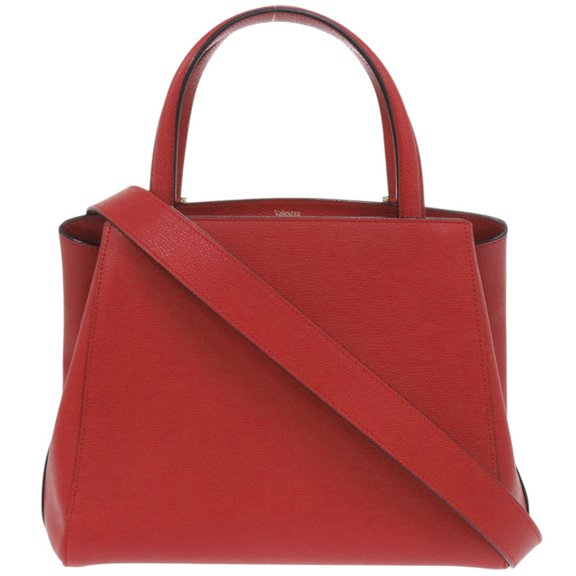 Pre-Owned Valextra 2-Way Triennale Medium Leather Handbag in Red, 0272 (Good)