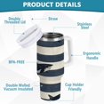 thumbnail image 2 of Yayeee 40oz Stainless Steel Tumbler with Straw and Handle Double-Wall Insulated Travel Water Bottle, Dark Sharks, 2 of 8