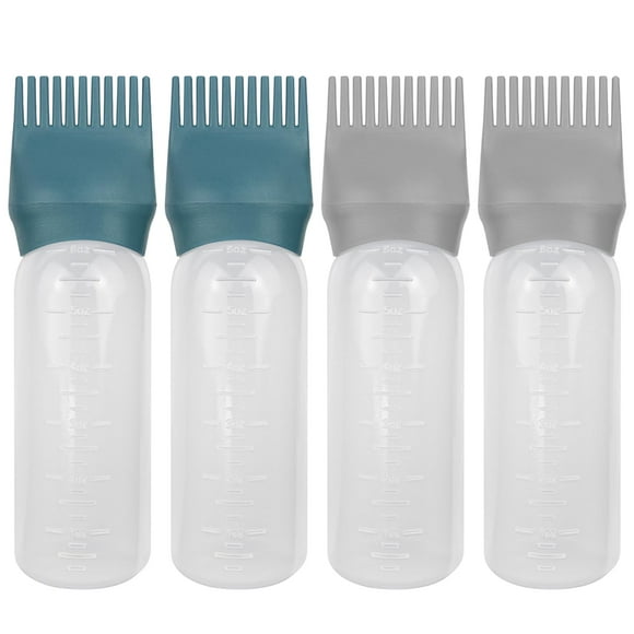 ZGQHZR 4 piezas botella aplicadora de peine de raíz aplicador de aceite para el cabello botella aplicadora de aceite para tinte para el cabello champús peluquerías.6 oz (gris+verde)