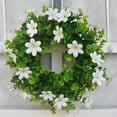 thumbnail image 5 of JASKFLY Artificial Spring Wreath - Decorative Floral Wreath with Foliage and Blooms for Front Door and Seasonal Indoor Outdoor Decor (White), 5 of 9